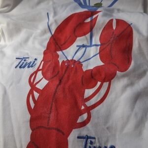 Abercrombie & Fitch White Crop Top with Red Lobster Print
